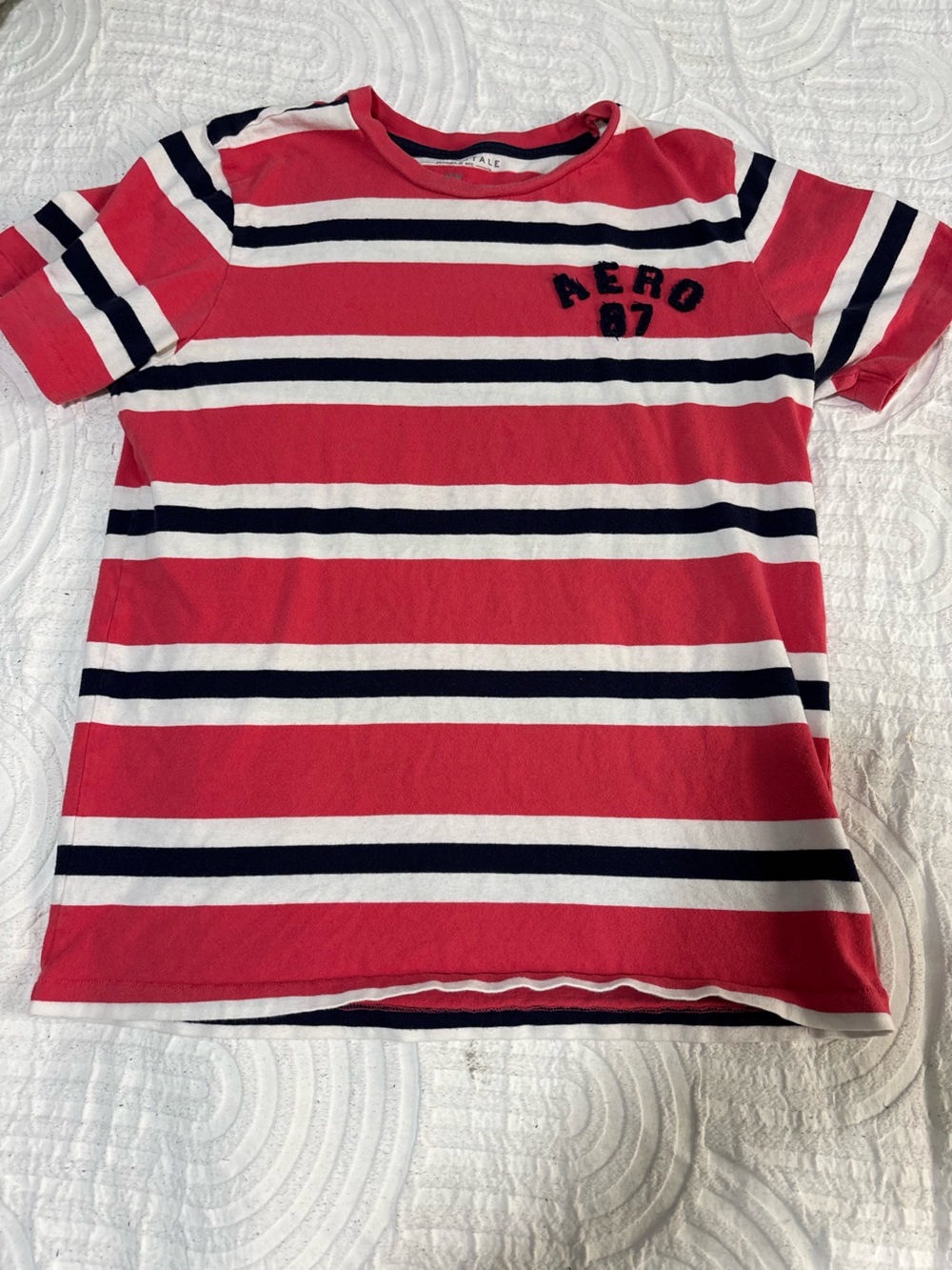 Aeropostale Red, Navy & White Striped Short Sleeve Tee